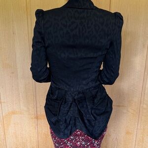 Betsey Johnson Black Leopard Blazer